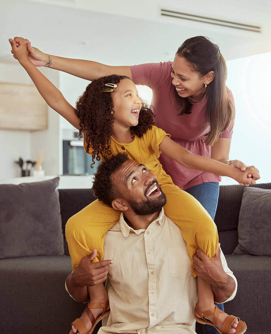 Happy family celebrating together